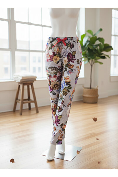 Altınay Floral Motif Pocketless Viscose Summer Women's Pajama Bottoms