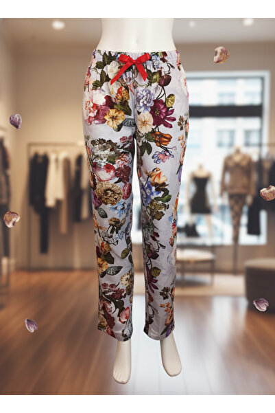 Altınay Floral Motif Pocketless Viscose Summer Women's Pajama Bottoms