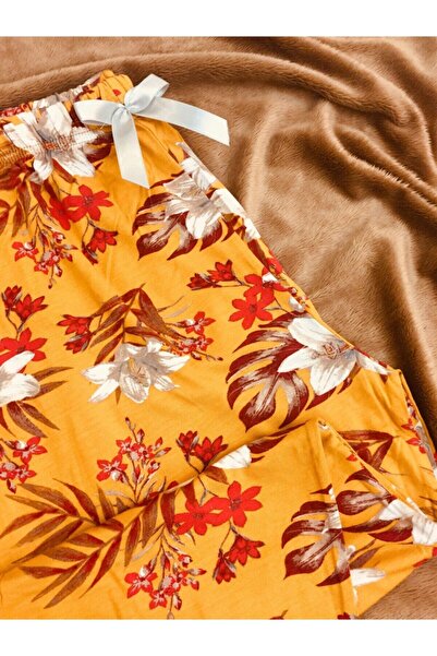 Altınay Floral Motif Pocketless Viscose Summer Women's Pajama Bottoms