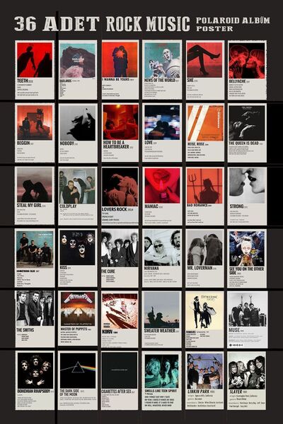 Taranist Kağıt Poster Rock Müzik Duvar Dekorasyonu Polaroid Albüm Seti 36 Ade...