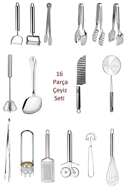 Kitchen Damys Lüks 18 Adet Mutfak Için Her Şey; Mutfak Hazırlık Servis Maşa P...