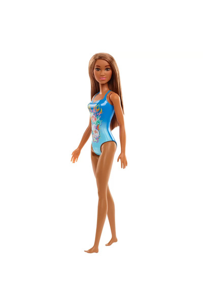 Barbie PAPUSA SATENA CU COSTUM DE BAIE ALBASTRU