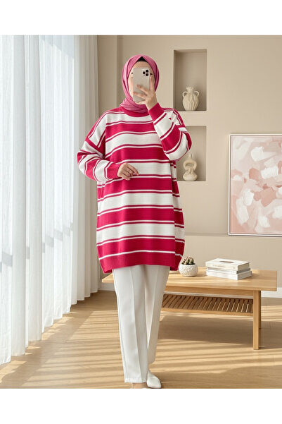 Modamorfo Thick Striped Loose Knitwear Tunic