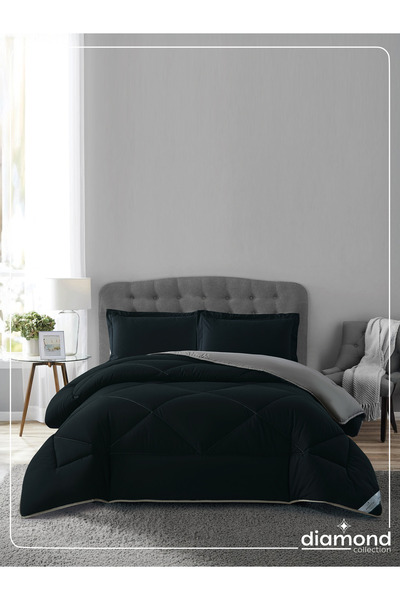 Donetella طقم لحاف من 3 قطع - مقاس كينج 260 × 240 سم، مصنوع من الألياف الدقيقة، مبطن بحشوة 350 جرامًا للمتر المربع