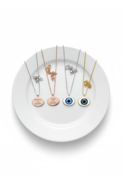 Papatya Silver 925 Ayar özel isimli silinmez göz kolye.rose.gold.rodaj