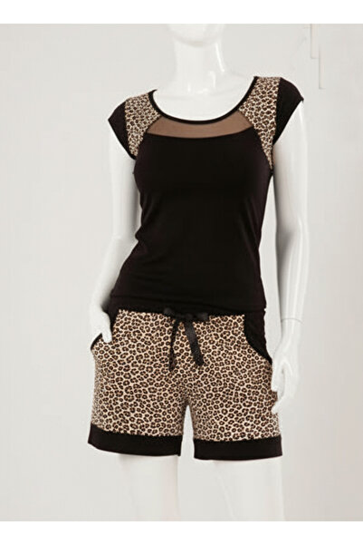 Altınay Leopard Patterned Women's Shorts Set