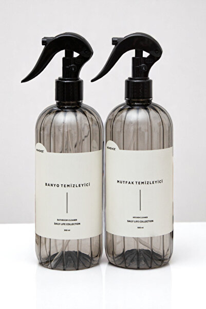 homence 2'li Banyo Temizleyici Mutfak Temizleyici Etiketli Spreyli Plastik Şi...