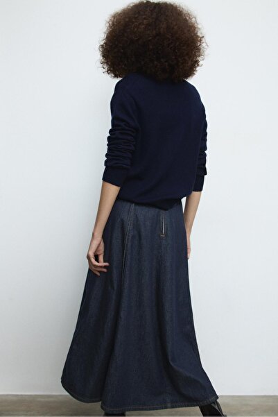 Stradivarius Denim midi Cape skirt with belt