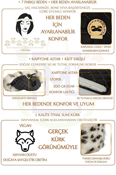 Mağazam Online Women's Winter Cap - Plush Ski, Snow and Faux Fur Heart |   Valentine's Birthday