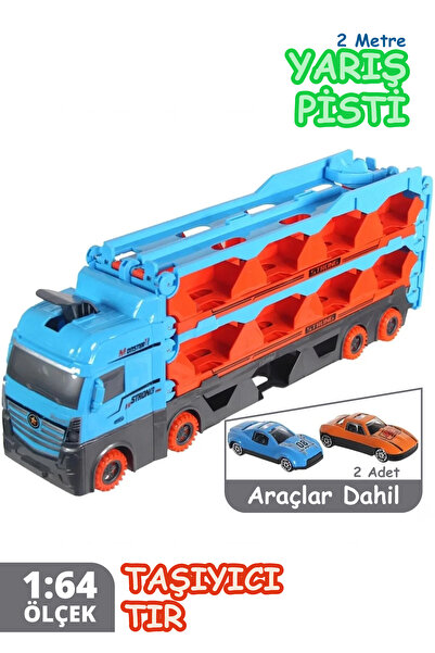 SmartFox Speed Ramp Race Track with 2-Meter Features, 2-Car Vehicle Carrier Toy Truck