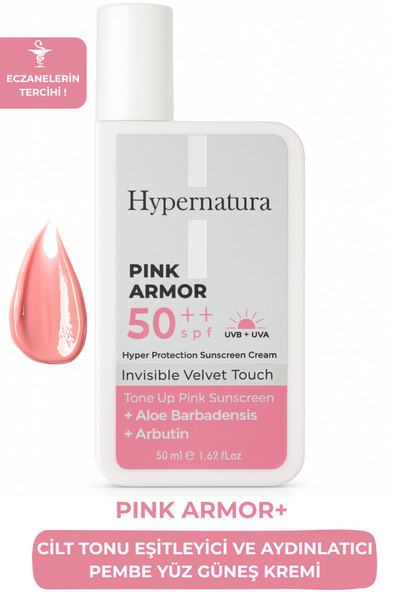 Hypernatura Ton Eşitleyici Pembe Yüz Güneş Kremi - Aydınlatıcı +50SPF - Yağsı...