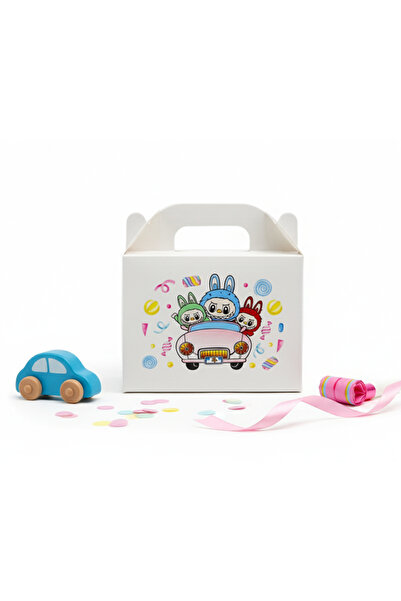 repro design Labubu Baskılı Karton Kutu 3’lü Set | 10x14 Cm | Hediye, Parti V...