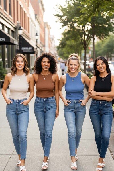 Merry See 4 Pack 4 Colors Set Women's Sleeveless Knitted Fabric Blouse Crop