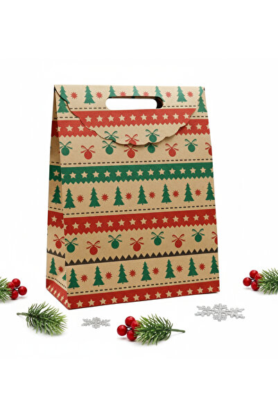 repro design Yılbaşı Işıltısı Baskılı Zarf Model Karton Çanta 25 X 32 X 12 Cm 1 Adet ,yılbaşı Hediye Kutusu