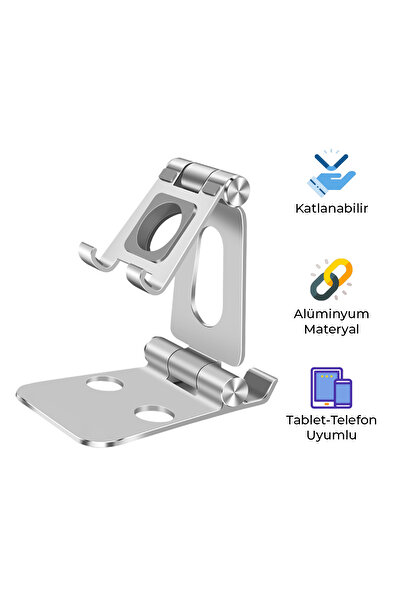 Bood TT-26 Metal Telefon & Tablet Tutucu | Ayarlanabilir Açılı, Kaymaz Tabanlı, Masaüstü Stand