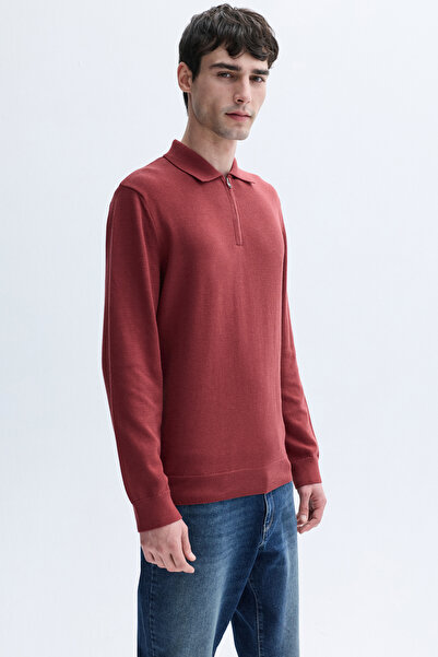 Mudo Zippered Polo Neck Knitwear Sweater