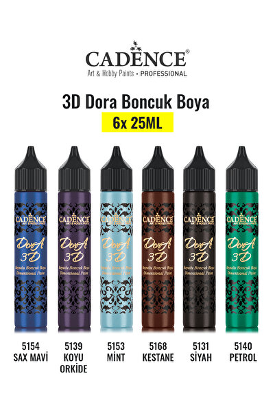 Cadence 3d Boncuk Boya 6 Lı Set 4 / Boyutlu Boya 25 Ml X 6 Adet