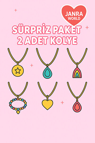 JANRA WORLD 2 Adet Sürpriz Bijuteri Kolye Paketi – Hediyelik Kolye Seti | Sür...