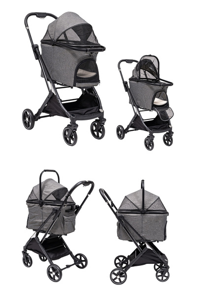 Kölln Premium Gri 4 Tekerlekli Evcil Hayvan Arabası – Kedi ve Köpek Taşıma Pu...