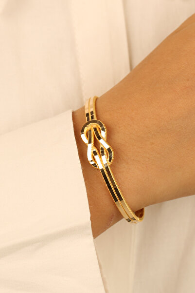 Çgk Çiğdem Gürel Kuyumculuk Kadın Aşk Düğümü Modern Altın Kelepçe Bilezik, Şık Tasarım