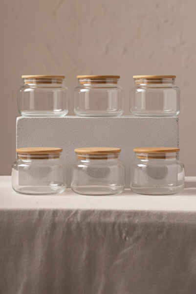 Rakle Basic Bambu Kapaklı 12'li Cam Kavanoz Seti 350 cc