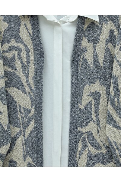 Modamorfo Patterned Casual Knit Cardigan - Indigo