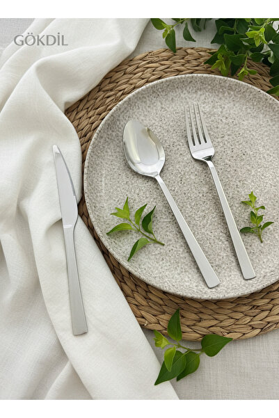 Gökdil Tuana 36-Piece Plain 12-Person Steel Fork & Spoon & Knife Set