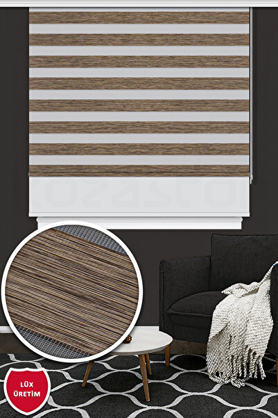 Kozastor Çift Mekanizmalı Açık Kahve Zebra Stor Perde İZ 125e V03
