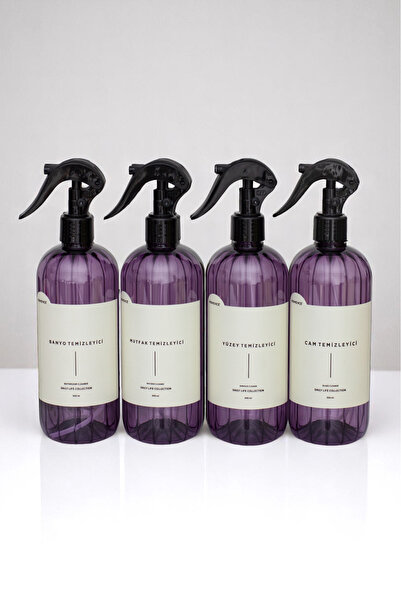 homence 4'lü Banyo Mutfak Yüzey Cam Temizleyici Etiketli Spreyli Plastik Şişe...