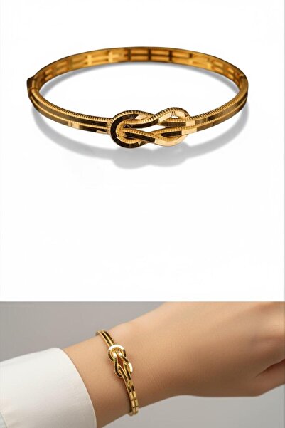 Çgk Çiğdem Gürel Kuyumculuk Kadın Aşk Düğümü Modern Altın Kelepçe Bilezik, Şık Tasarım