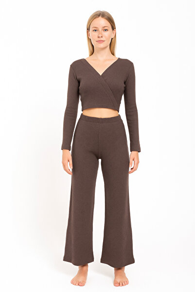 FOR YOU MODA Σετ οθωμανικού υφασμάτινου μακρύτερου μήκους – Καφέ | Κομψό οθωμανικό ύφασμα