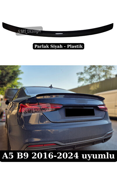 SML Dizayn Audi A5 B9 Spoiler 2016-2024 Parlak Siyah Plastik A5 Bagaj-üstü-Sp...