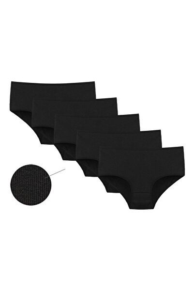 Donella Pachet de 5 chiloți negri din bumbac Lycra pentru femei
