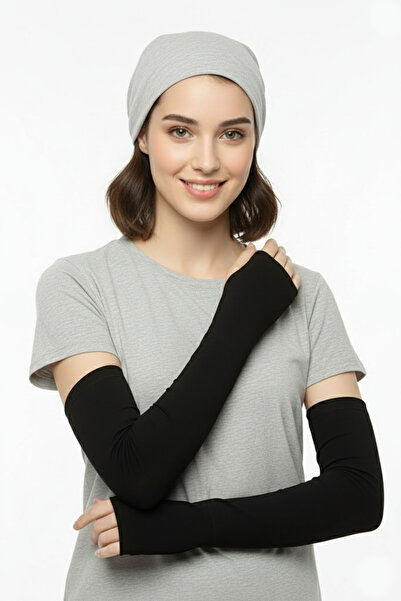 Sonbaharmoda Mânecă flexibilă din lycra pieptănată cu degete 1 pereche Negru ...