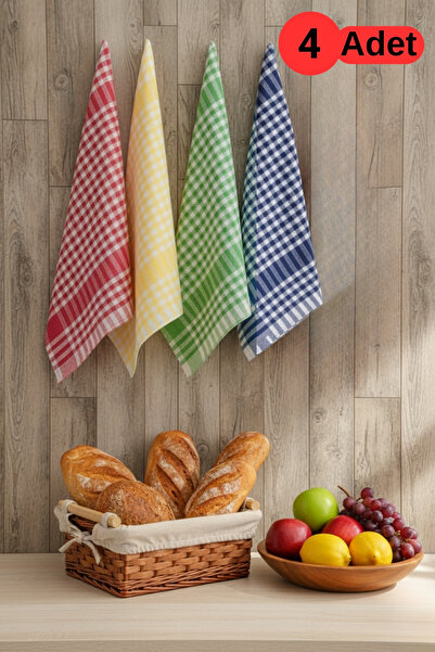 Mislina Home Pötikareli 4'lü Alman Servis Peçetesi Mutfak Havlusu Beslenme Örtüsü Kurulama Bezi Renkli 47x67cm