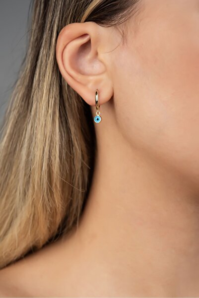 Altınaşkı Göz Boncuklu Halka Altın Küpe