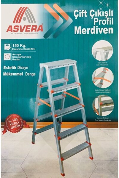 ASVERA Yakut Serisi - 5+5 Basamaklı Çift Çıkışlı Galvanizli Profil Merdiven (Ev, bahçe, işyeri için uygun)