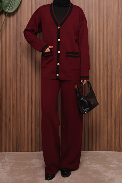 Balenbi Women's Oversized Knitted V-Neck Cardigan Hijab Knitwear Set 1148