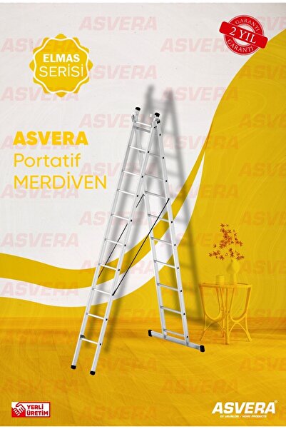ASVERA 2X3 = 6 METRE "A" TİPİ 2 PARÇALI ALÜMİNYUM MERDİVEN