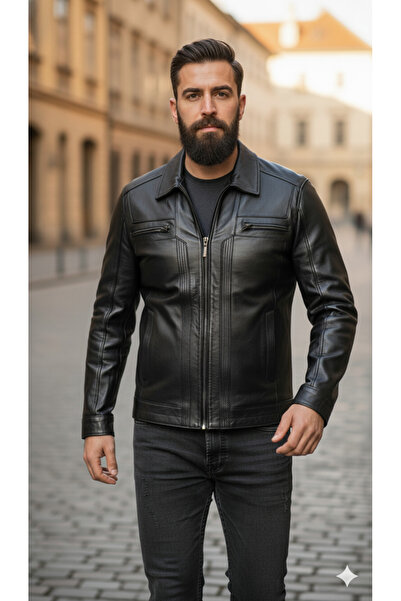 SNR γνήσιο δέρμα αρνιού ανδρικό δερμάτινο παλτό από γνήσιο δέρμα μπουφάν από μαλακό δέρμα