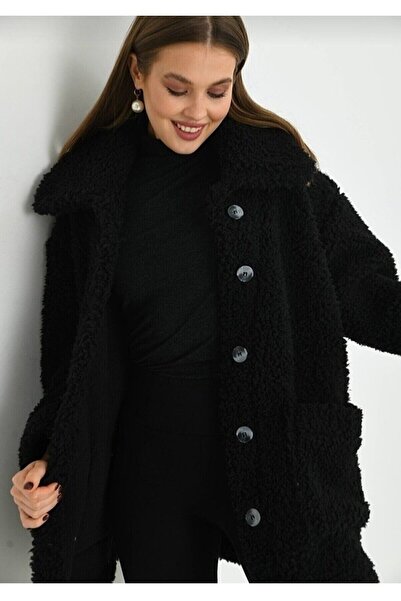 Vuslat Υπερμεγέθη βελούδινη ζακέτα με κουμπιά χωρίς επένδυση εσωτερικά και εξωτερικά