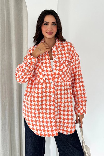 AsprinFashion Houndstooth Shirt Orange