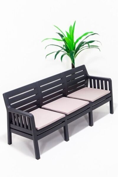 SANDALİE Lara Minderli 3'lü Koltuk Balkon&teras Bahçe Koltuk / Antrasit