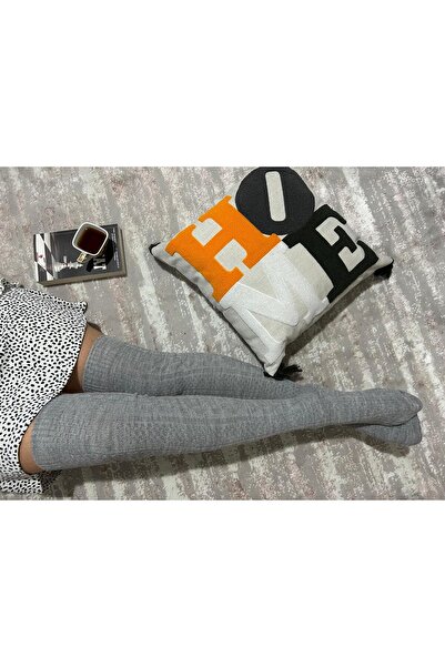 Aslan جوارب نسائية بنمط تريكو للشعر - رمادي