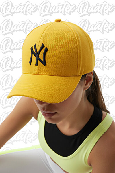 QUATEX Κεντητό καπέλο Ny New York – Κίτρινο 100% βαμβακερό μοντέλο Unisex Gabardine