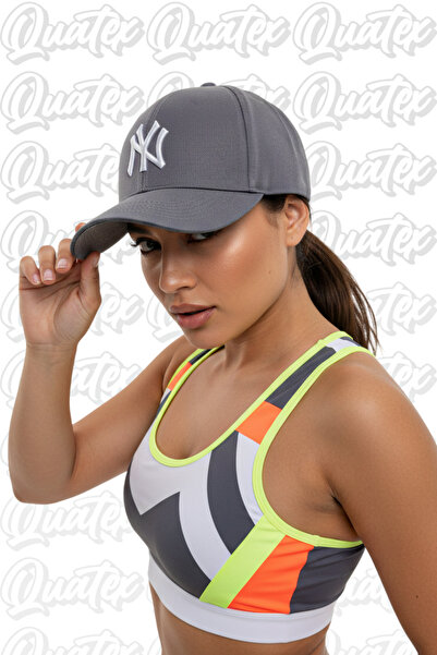 QUATEX Ny New York Вишита шапка – Сіра 100% бавовна габардин, унісекс модель