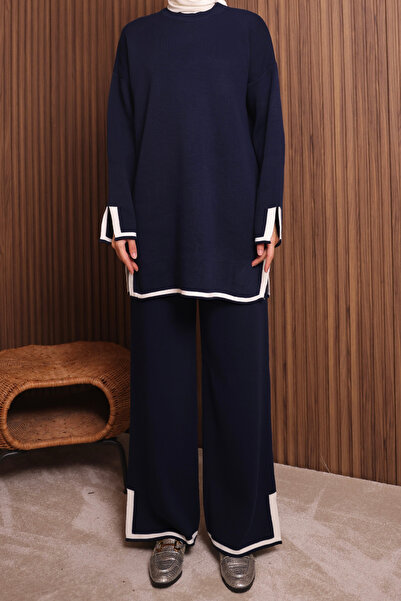 Balenbi Women's Oversized Tight Knit Slit Hijab Knitwear Set 1146