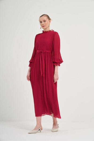 FTZ WOMEN Kadın Plise Şifon Elbise ARGUVAN 31019