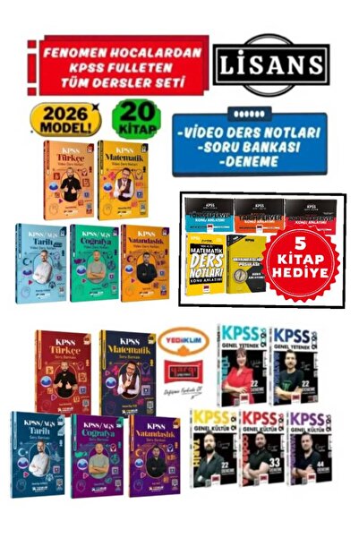 Yediiklim Yayınları 2026 KPSS Türkçe+Matematik+Tarih+Coğrafya+Vatandaşlık Vid...