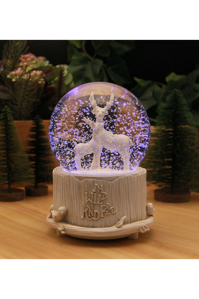HEDİYEBİZİZ Yılbaşı Geyik Kar Küresi Kar Motorlu, Işıklı ve Müzikli Mega Boy